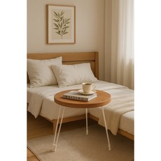 YESSURE 圓形折疊桌 2人用, 深木色