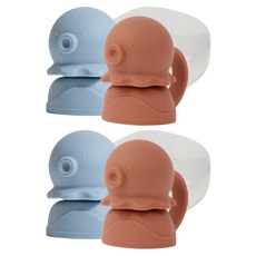 Firgi 幼兒用章魚造型袋裝食品吸嘴蓋 2款組, 2組, 藍色+橘紅色