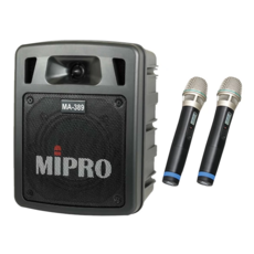 MIPRO 嘉強電子 擴音機主機 附2支手握式無線麥克風(ACT-32H) 2.7kg, MA-389, 1個, 黑色