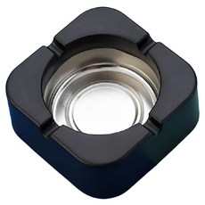 簡約馬口鐵菸灰缸, U型凹槽設計, 塑膠PP材質, 邊緣圓潤, 光滑易清洗, 黑色, 1個