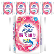 SOFY 蘇菲 瞬吸加長護墊 天然無香, 17.5cm, 28片, 5包