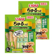 INABA 汪啾嚕肉泥捲心條 犬用 腸胃保健配方, 雞肉 + 綜合蔬菜, 2袋