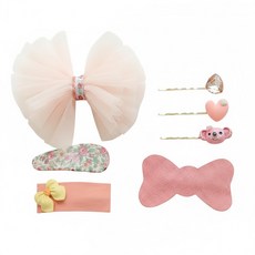JirehBow 韓國髮飾7件組 - 粉色, 尺寸:19x19.5x4cm