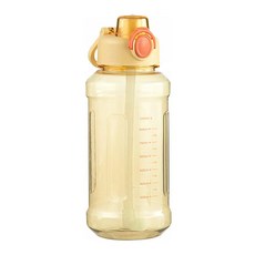 彈蓋式吸管運動水壺 胖胖款 10 x 26cm, 黃色, 1.2L, 1個