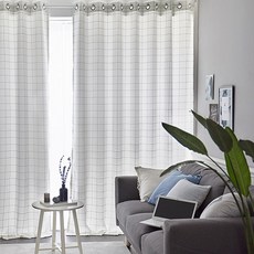 shez Home 素色線條雞眼遮光窗簾, 灰色, 2頁