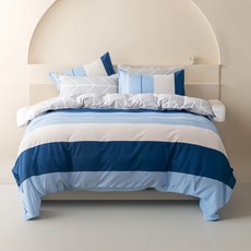 A-ONE 台灣製雪紡棉薄被套 6x7尺(180x210cm) 100%聚酯纖維 磨毛處理 吸濕透氣 耐洗染色堅牢度4-5級, 雙人, 藍天碧海