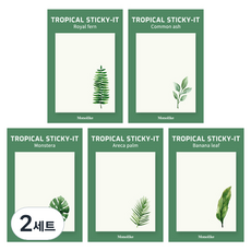 Monolike Sticky黏貼便條紙 熱帶 5種組, Royal fern+Common ash+Monstera+Areca palm+Banana leaf, 2組