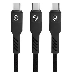 SINJIMORU Rope C型高速充電線, 2m, 黑色, 3個