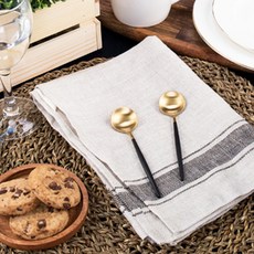 Bloom at home 素色手柄茶匙 2入, 黑色 金色, 2個