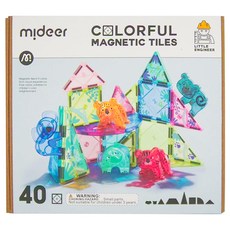 mideer 多彩透光磁力片 3歲以上 40片, 動物叢林, 1盒