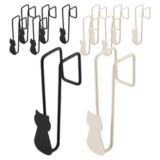 可愛門鉤 打孔固定掛鉤 2款 x 2p組, 3套, 白色, 黑色