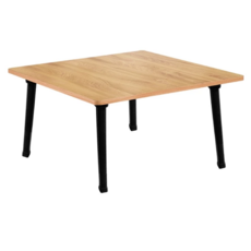 日式休閒桌 2*2 正方形 木紋色/白橡色 桌面可防水 桌腳可收合 免組裝, 60cm