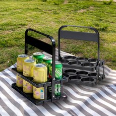 Ju and Ji 可折疊6杯飲料提架, 黑色, 2個