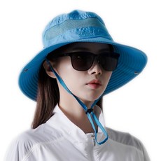 LouisBeHome 男女通用登山帽 輕量透氣狩獵寬簷帽, 藍色