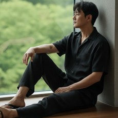 아뗄릭옴므 남성용 프레트 루즈핏 린넨 상하의 세트 10018