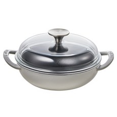 EJIRY 電磁爐用黑鐵高圓頂雙柄迷你炒鍋, 18cm, 灰色, 1個