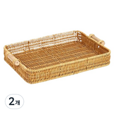 abm ABM自然道具零食籃 方形, 2個, 米色