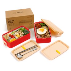 Ondaon 316不鏽鋼保溫保冷便當盒, 紅色, 1個