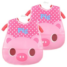 JOY MULTI 防水圍兜, 粉紅豬款, 2入