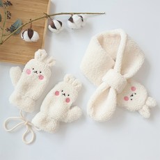 woojooi 臉紅兔子 圍巾 + 手套組