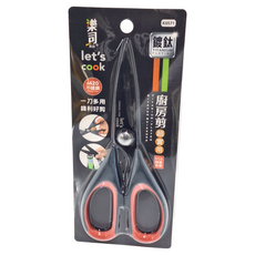 樂司廚品 鍍鈦料理剪, #420不鏽鋼 一刀多用 鋒利好剪, 22.2 x 9.3cm, 黑色, 1個