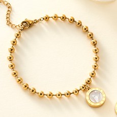 NOID-B 鋼製圓形雙面珍珠貝設計珠鍊手腳兩用鍊 3色