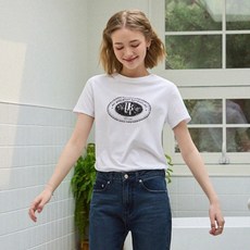 DrawFit 女款裂紋圓圈徽章Supima短袖T恤