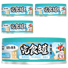 嗨! 寵物們 呆萌貓極潤感主食完食罐, 鮭魚 + 鮪魚, 80g, 4罐