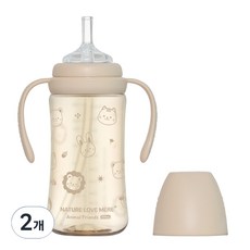 네이쳐러브메레 애니멀 프렌즈 PPSU 빨대컵, 누디브라운, 2개, 300ml