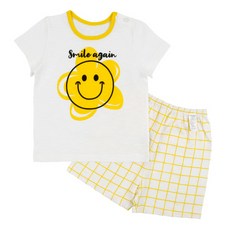 Maykids 孩童大微笑圖案5分袖上衣+5分褲