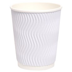 三信商社 Happy Pack Hangyeol 紙質隔熱波紋咖啡杯 240ml 白色, 1個, 100入