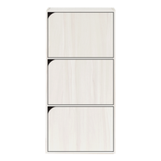 HOPMA 合馬家具 斯麥三門收納櫃 (白橡色), DIY組裝, 寬41.5 x 深30 x 高89.5cm 內徑深度27cm, 白櫻桃