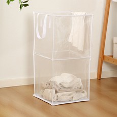 THE ZAKKA 多用途折疊網狀洗衣籃 2層, 白色
