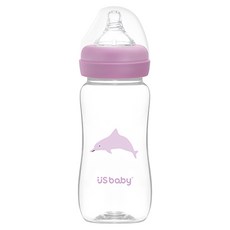 US baby 優生 真母感TRITAN奶瓶, 高透光, 耐衝擊, 耐熱, 人體工學造型, 白海豚, 1個