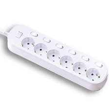 Elephantap 安心自動滅火獨立開關6孔延長線, 1.5m, 白色, 1個