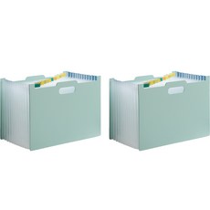 THAT'S THAT 手風琴式文件整理大容量橫式文件夾, 2個, 薄荷綠