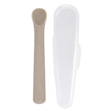 Dailylike Bonbon 幼兒矽膠湯匙 附收納盒, 可可色, 1組