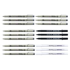 PIGMA 망가 6본 만화 그리기용 펜 세트, 혼합색상, 3세트