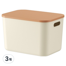어썸피플 뚜껑 팬트리 정리 리빙박스, 아이보리, 3개