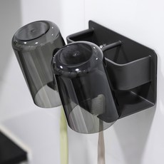 efactory Judy N 免鑽孔牙刷架 刮鬍刀牙膏架 + 漱口杯組 2入, 6個, 灰色