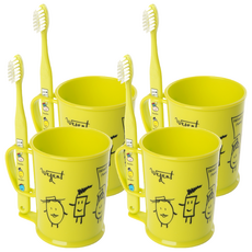 加寬兒童青少年刷牙杯套裝石灰 11-13 歲, 4組