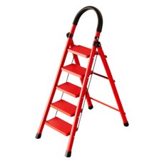 小麥購物 碳鋼伸縮折疊加厚兩用人字梯 L1461 吉利紅五步梯, 1個