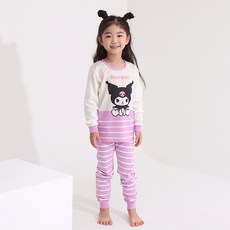 프리미에팜 여아용 산리오 쿠로미 라벤 9부 실내복 상하의 세트