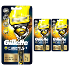 Gillette 吉列 pro shield 5刮鬍刀 黃色+替換式刮鬍刀片, 3組