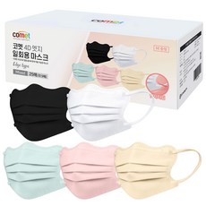 코멧 둥근 얼굴형을 보완 해주는 4D 엣지 일회용 마스크 개별포장 중형, 25개입, 1개, 혼합색상