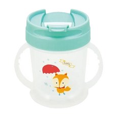 DOUBLEBEAR 台灣晉億 Tritan掀蓋式無毒練習杯 8個月以上適用 防漏水結構 BPA Free不含雙酚A, 綠色, 200ml, 1個