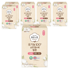 좋은느낌 유기농 순면 탐폰, 슈퍼, 12개입, 6개