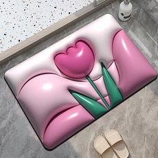 西格傢飾 3D立體視覺奈米科技絨吸水防滑地墊 60 x 40cm, 鬱金香, 1個