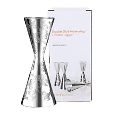 KALDIN 居家調酒 刻度型雙頭計量雞尾酒量酒器 30ml 60ml, 1個, 銀色葉子