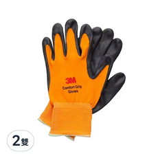 3M 亮彩舒適型止滑耐磨手套, 橘色, 2雙